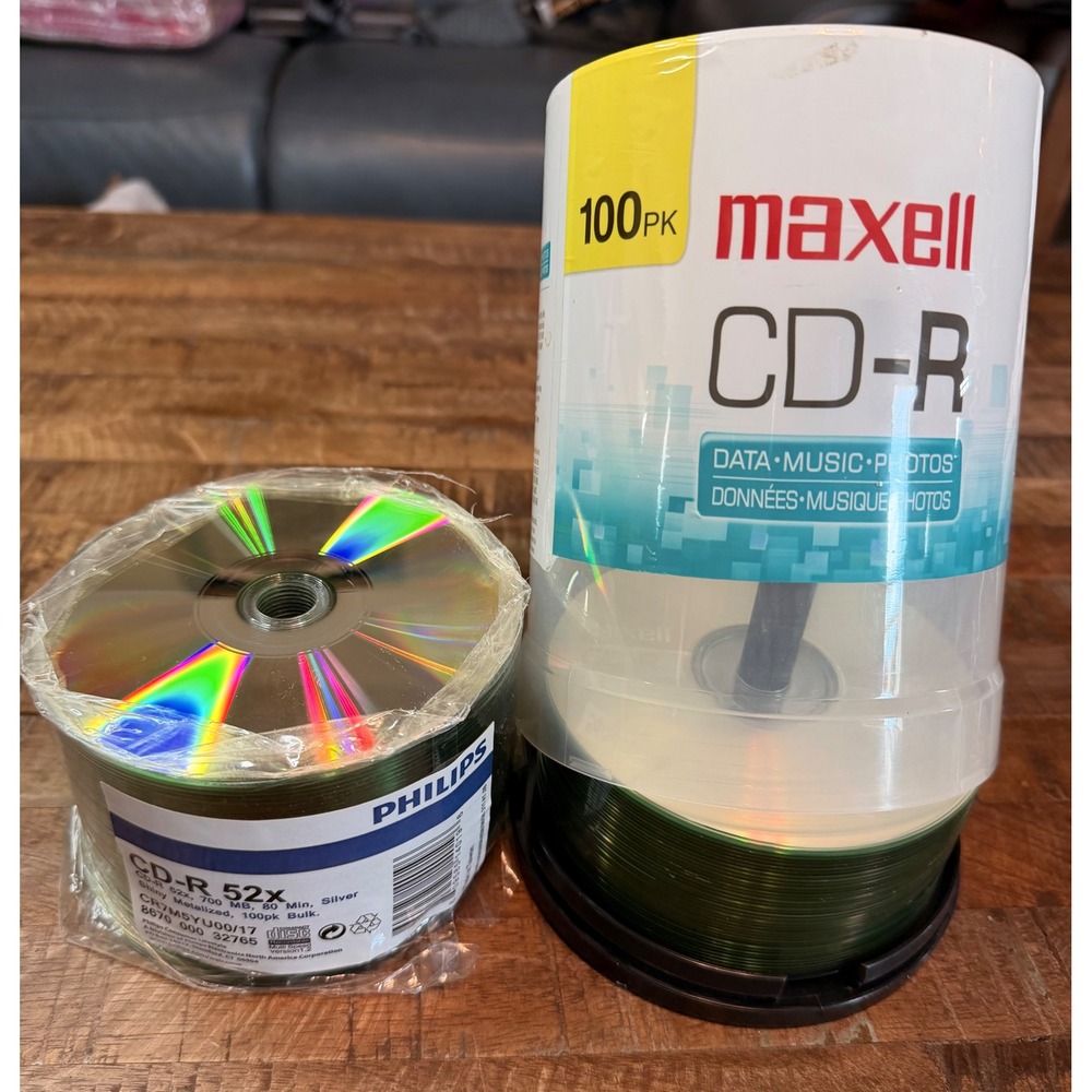 Maxell & Philips CD-R 700MB 80Min 52x Blank Recordable Media Spindle Lot of 100